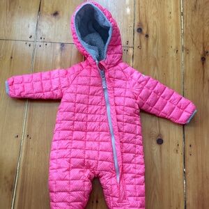 Snozu dark pink Quilted Puffer Snowsuit Bunting Size 9/12 Months